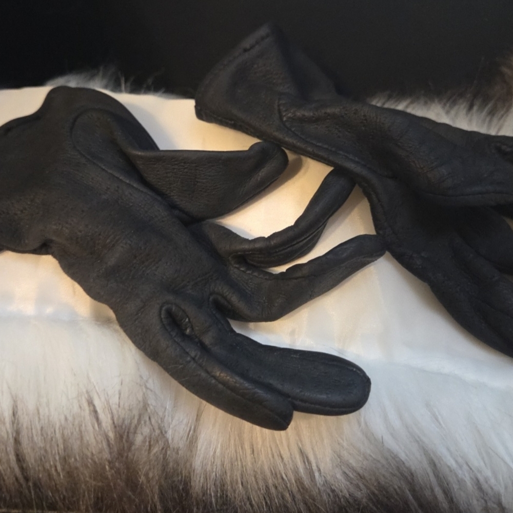 Genuine Leather Gloves Black Soft Thin Driving Riding Lined‎ Womens Size Small